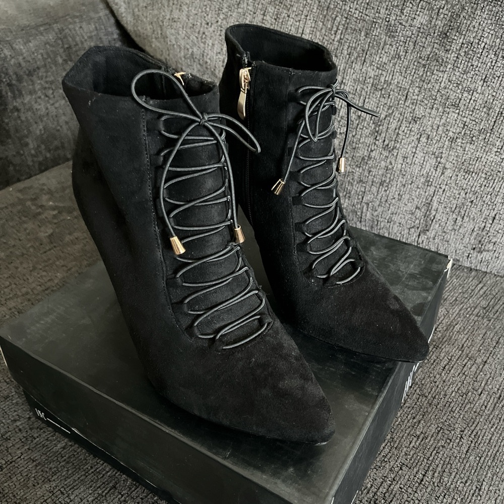 Forever 21 Black Lace-Up Ankle Boots